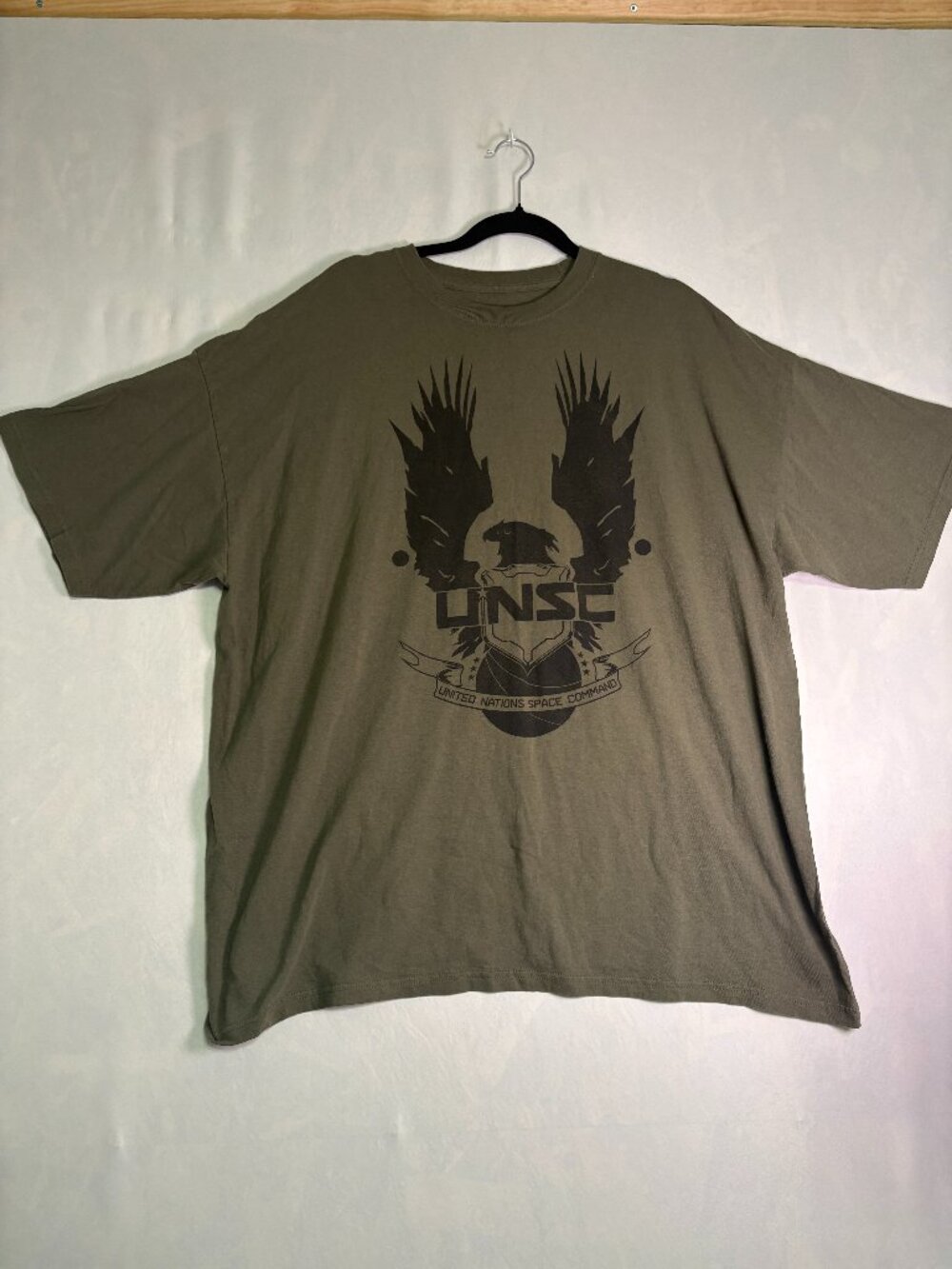 Halo UNSC United Nations Space Command Olive Green Graphic T-Shirt